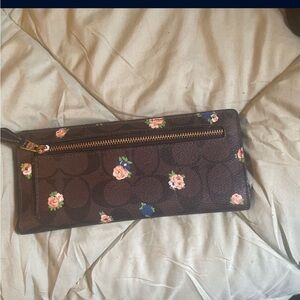 Floral Brown Wristlet Clutch